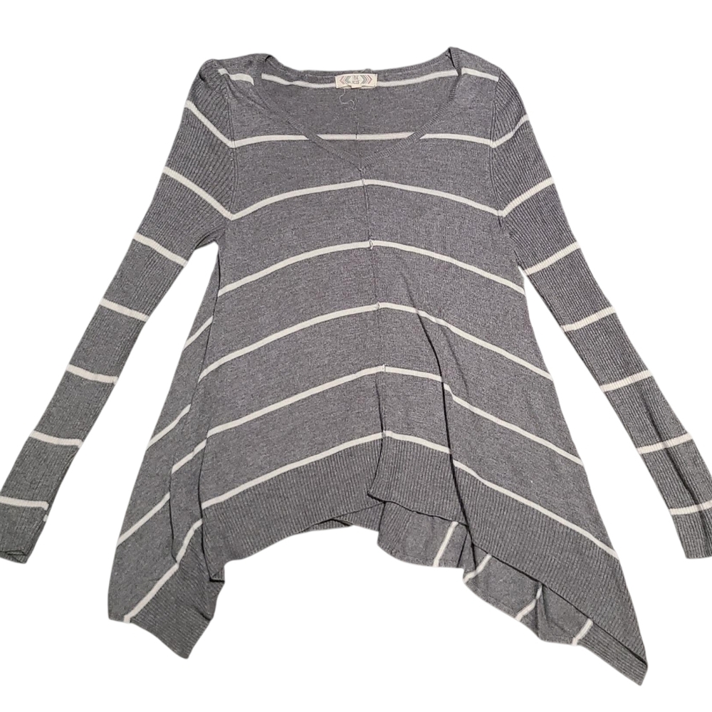 PINK ROSE Gray & White Tunic L